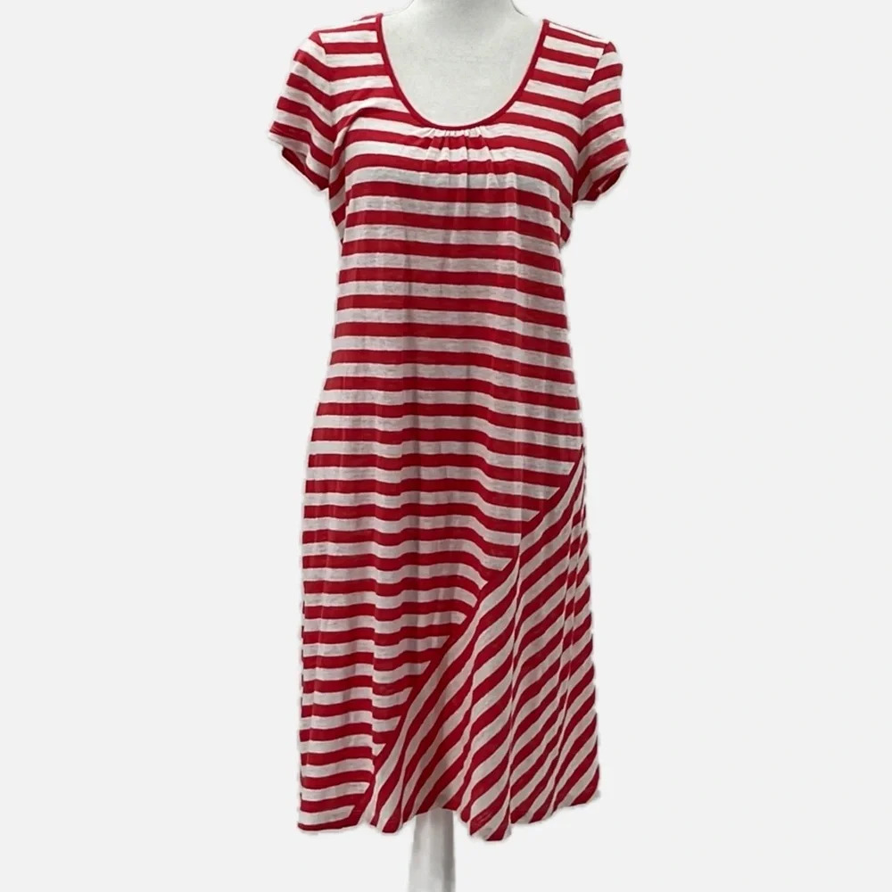 Tommy Bahama Linen Short Sleeve Striped Dress in Red & White - Size XS